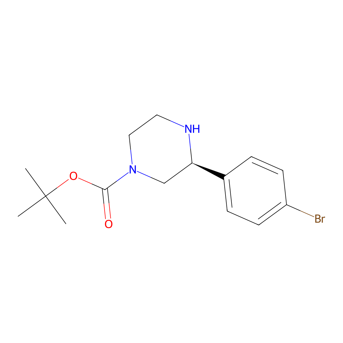 tert-Butyl (S)-3-(4-bromophenyl)piperazine-1-carboxylate molecular structure, CAS 1228550-52-4