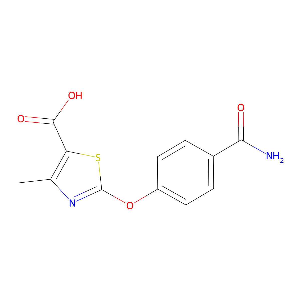2-[4-(Aminocarbonyl)phenoxy]-4-methyl-1,3-thiazole-5-carboxylic acid molecular structure, CAS 1228551-79-8