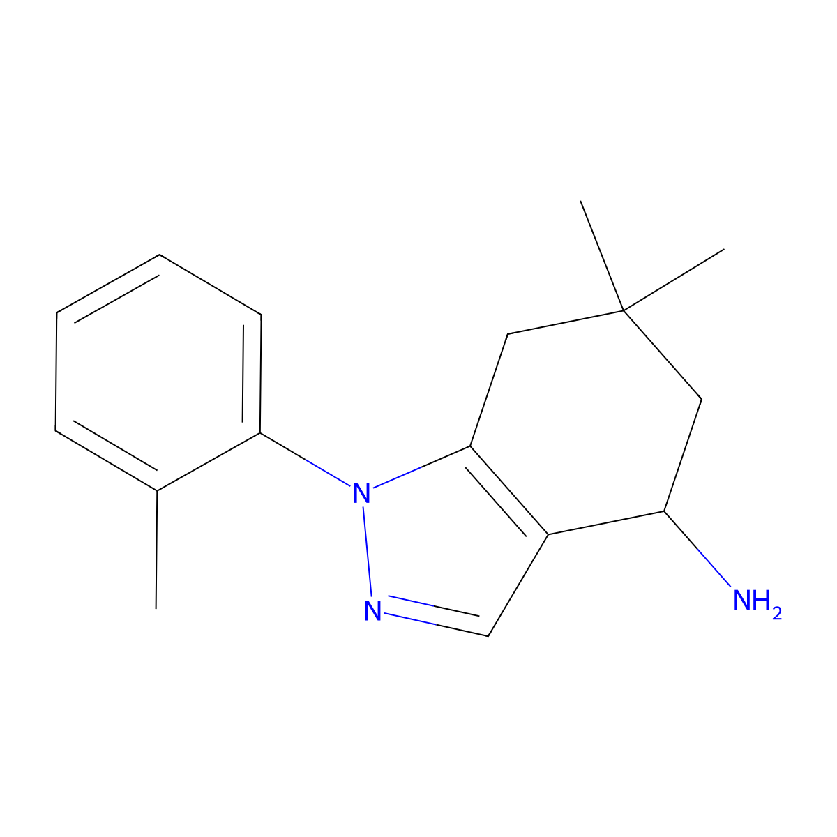 6,6-Dimethyl-1-(o-tolyl)-4,5,6,7-tetrahydro-1H-indazol-4-amine molecular structure, CAS 1228551-80-1