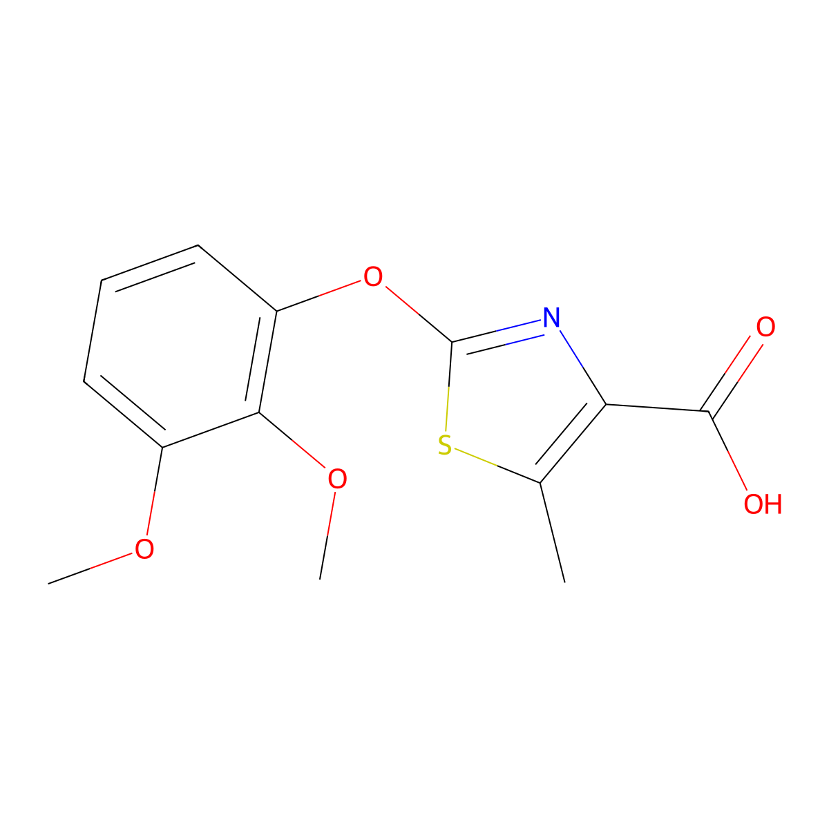 2-(2,3-Dimethoxyphenoxy)-5-methyl-1,3-thiazole-4-carboxylic acid molecular structure, CAS 1228552-10-0