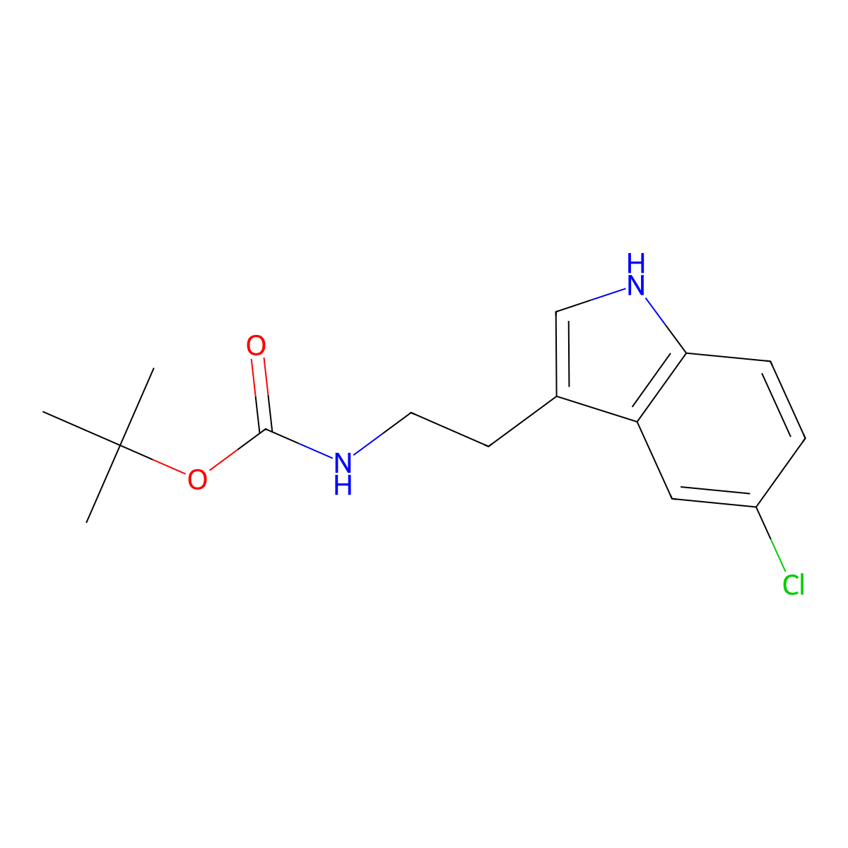 tert-butyl [2-(5-chloro-1H-indol-3-yl)ethyl]carbamate molecular structure, CAS 1228552-16-6