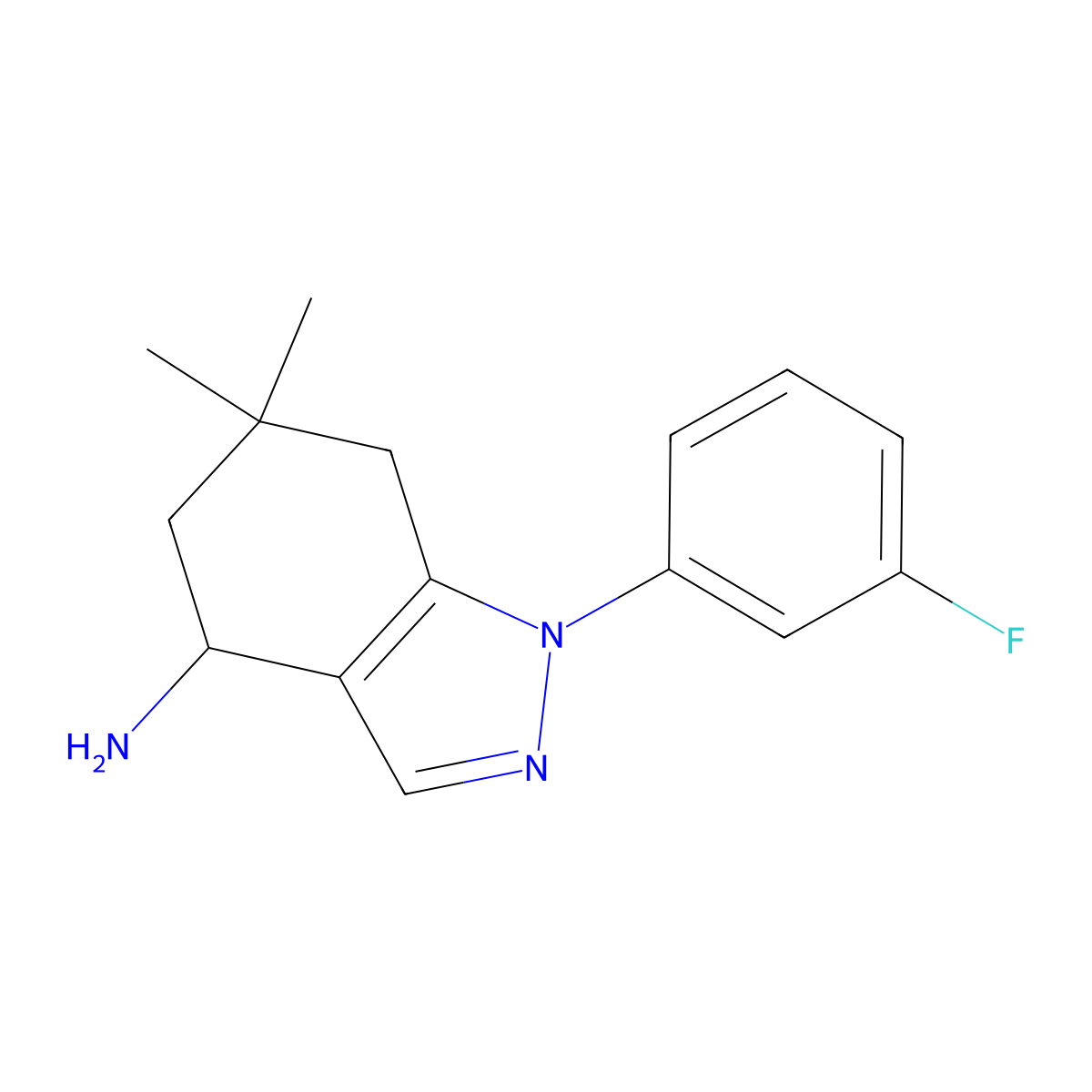 1-(3-Fluorophenyl)-6,6-dimethyl-4,5,6,7-tetrahydro-1H-indazol-4-amine molecular structure, CAS 1228552-33-7