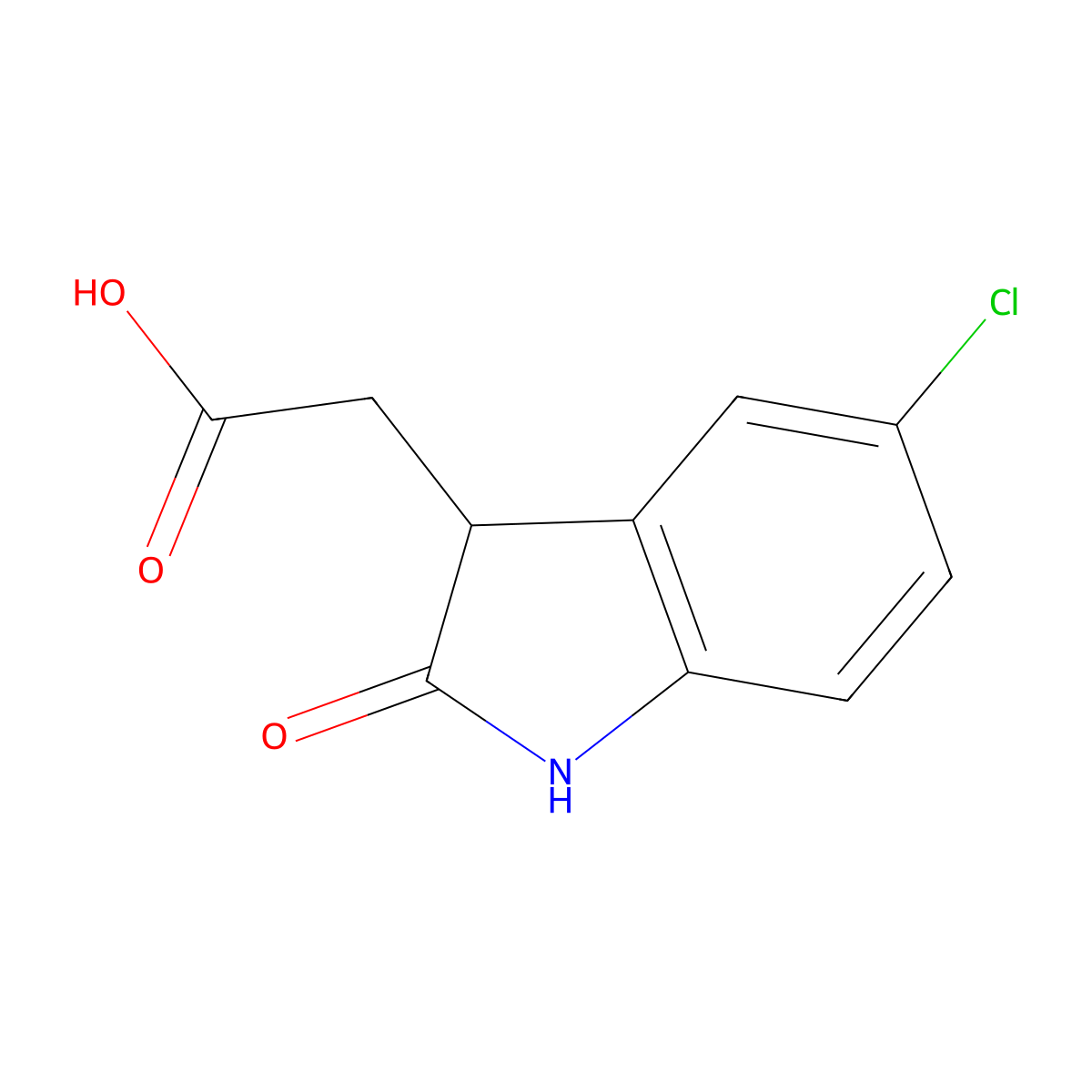 5-Chloro-2,3-dihydro-2-oxo-1H-indole-3-acetic acid molecular structure, CAS 1228552-97-3