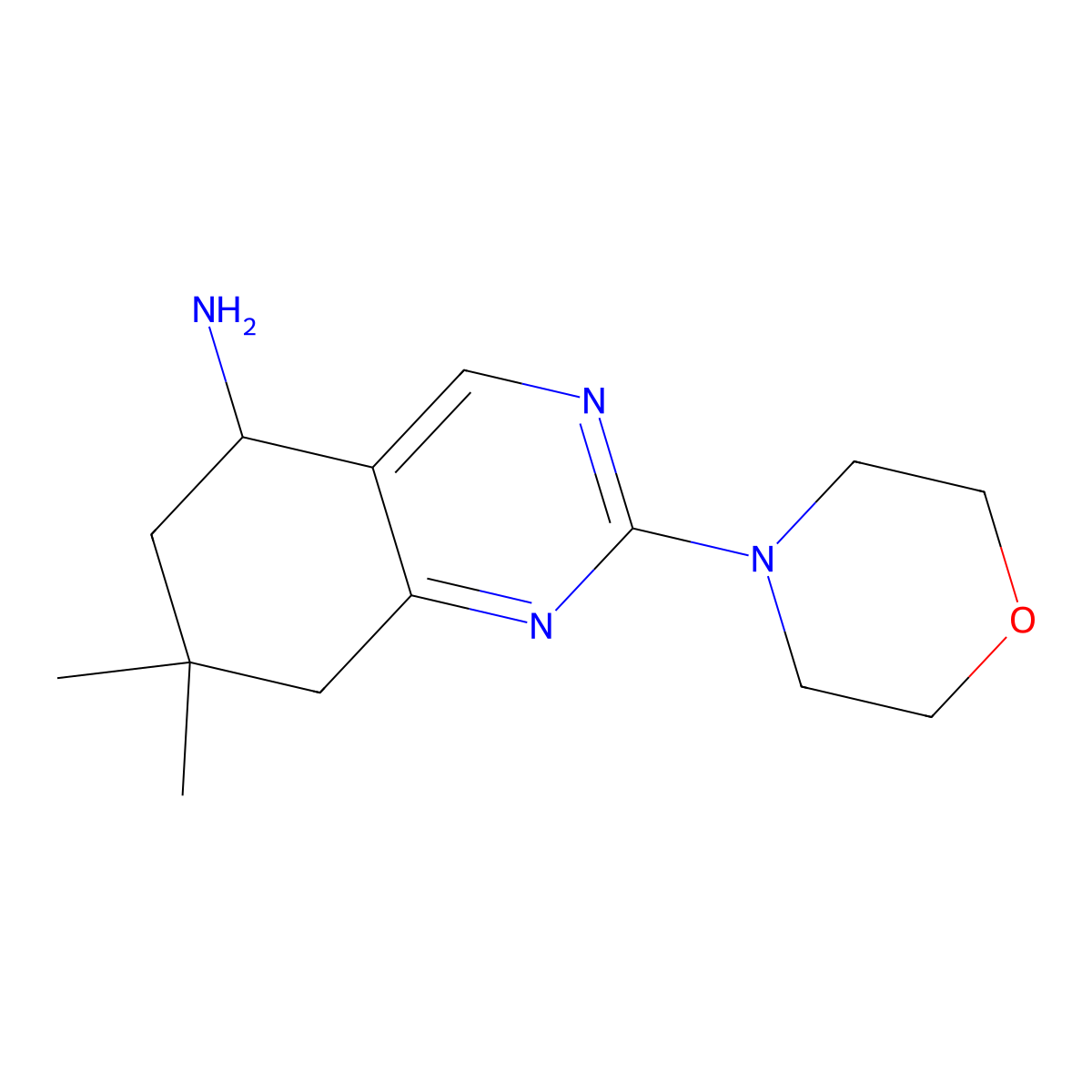 7,7-Dimethyl-2-morpholino-5,6,7,8-tetrahydroquinazolin-5-amine molecular structure, CAS 1228553-13-6