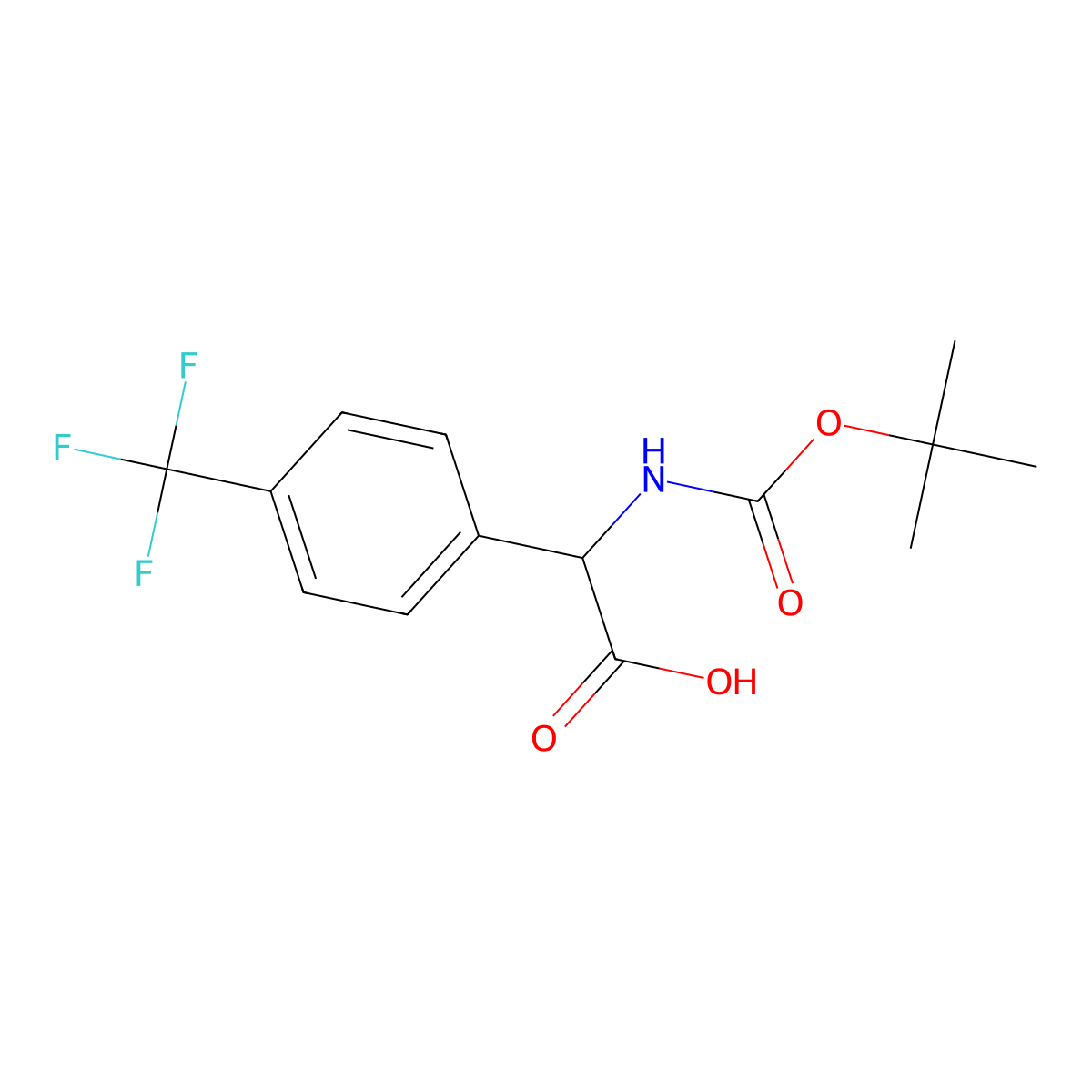 (R)-2-((tert-butoxycarbonyl)amino)-2-(4-(trifluoromethyl)phenyl)acetic acid molecular structure, CAS 1228553-40-9