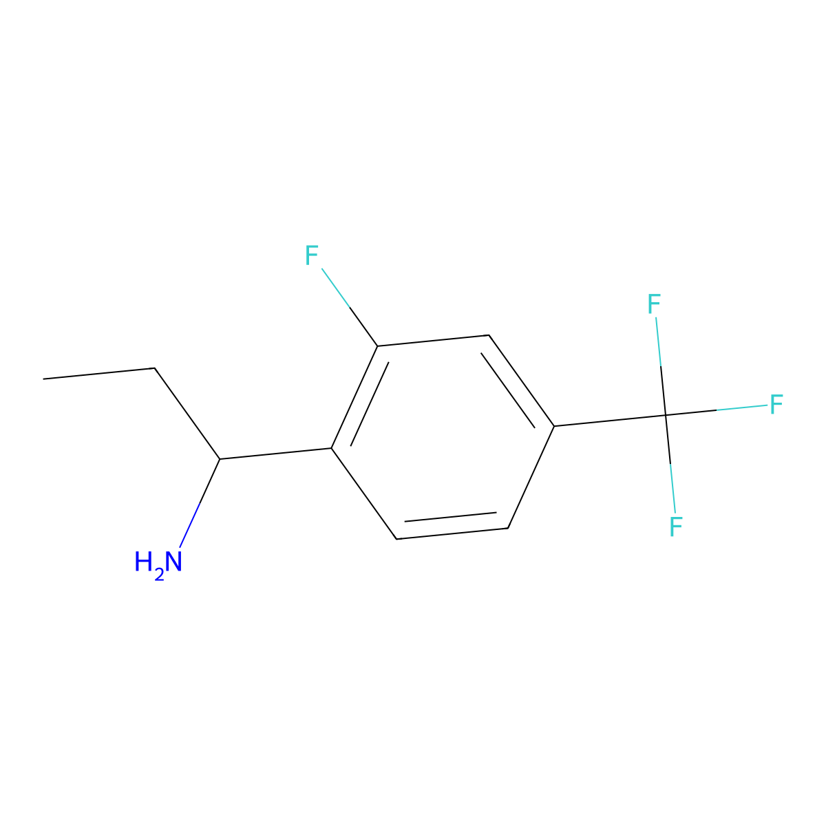 (S)-1-(2-Fluoro-4-(trifluoromethyl)phenyl)propan-1-amine molecular structure, CAS 1228554-01-5