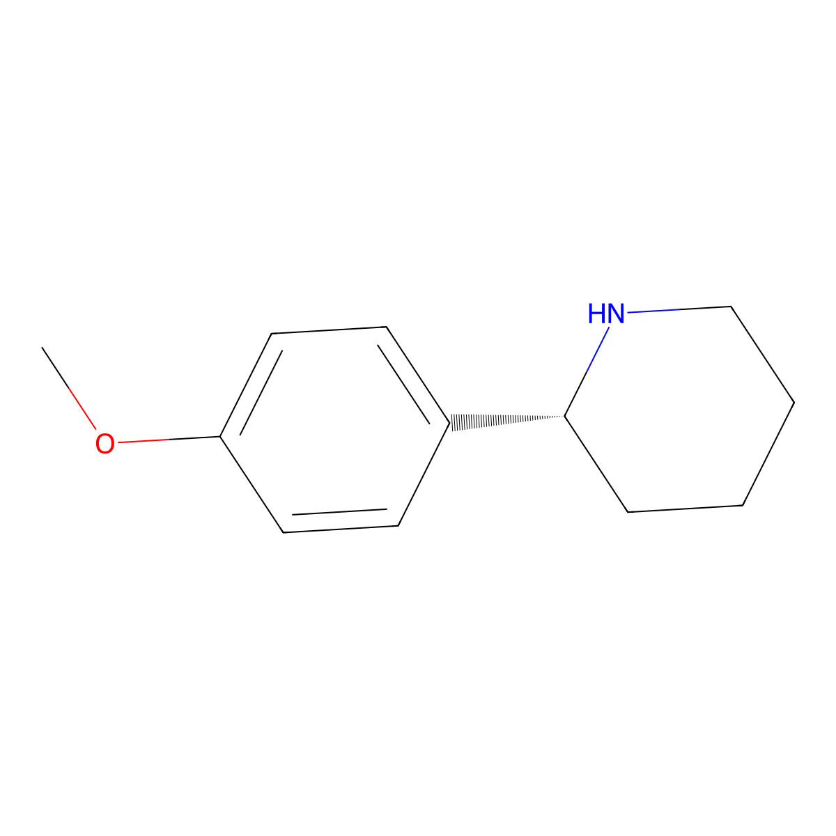 (2R)-2-(4-methoxyphenyl)piperidine molecular structure, CAS 1228556-60-2