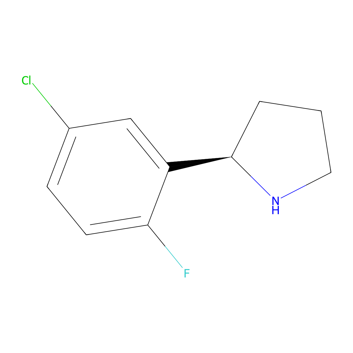 (R)-2-(5-Chloro-2-fluorophenyl)pyrrolidine molecular structure, CAS 1228556-75-9