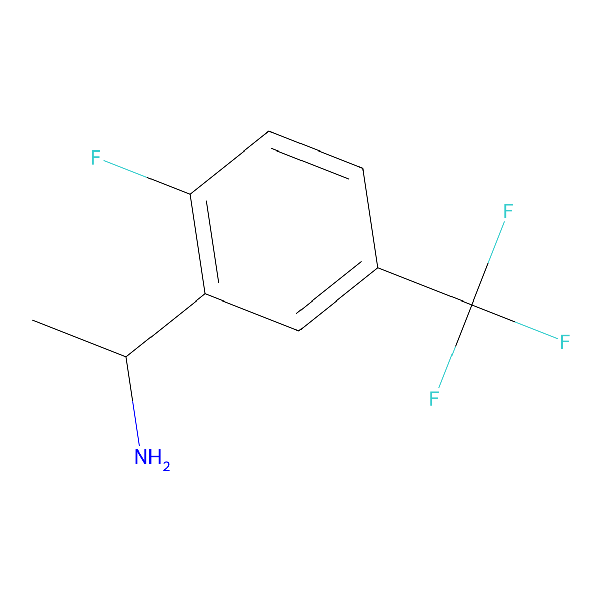 (1S)-1-[2-fluoro-5-(trifluoromethyl)phenyl]ethan-1-amine molecular structure, CAS 1228556-92-0