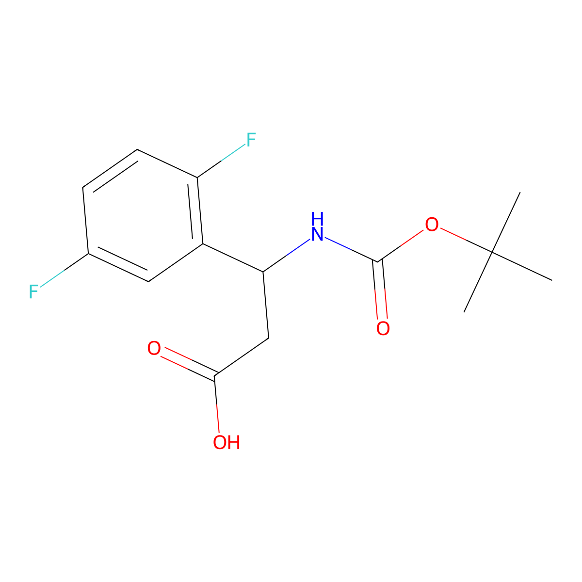 (3R)-3-{[(tert-butoxy)carbonyl]amino}-3-(2,5-difluorophenyl)propanoic acid molecular structure, CAS 1228557-04-7