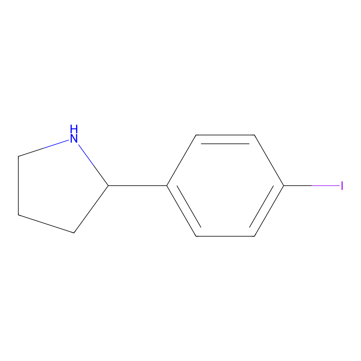 (R)-2-(4-Iodophenyl)pyrrolidine molecular structure, CAS 1228557-06-9