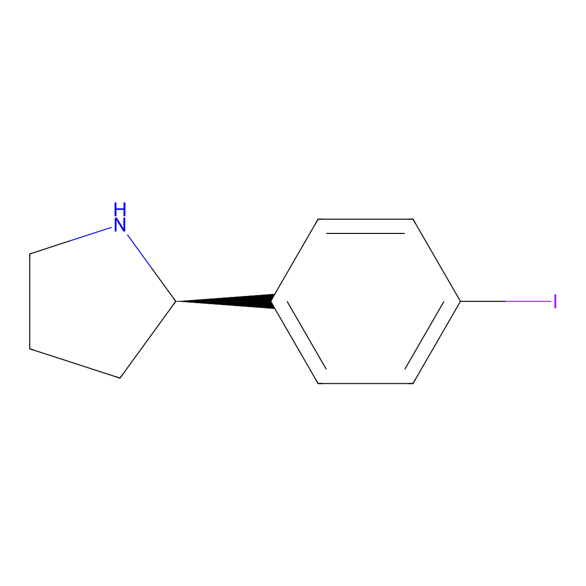 (R)-2-(4-Iodophenyl)pyrrolidine molecular structure, CAS 1228557-06-9
