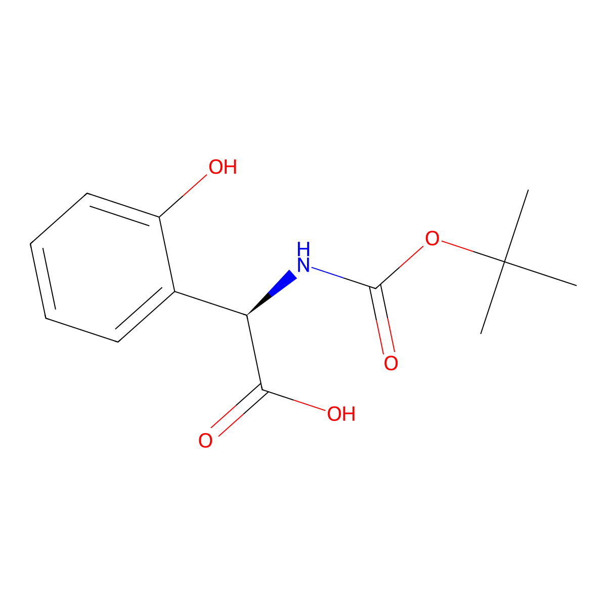 (R)-2-((Tert-butoxycarbonyl)amino)-2-(2-hydroxyphenyl)acetic acid molecular structure, CAS 1228557-11-6