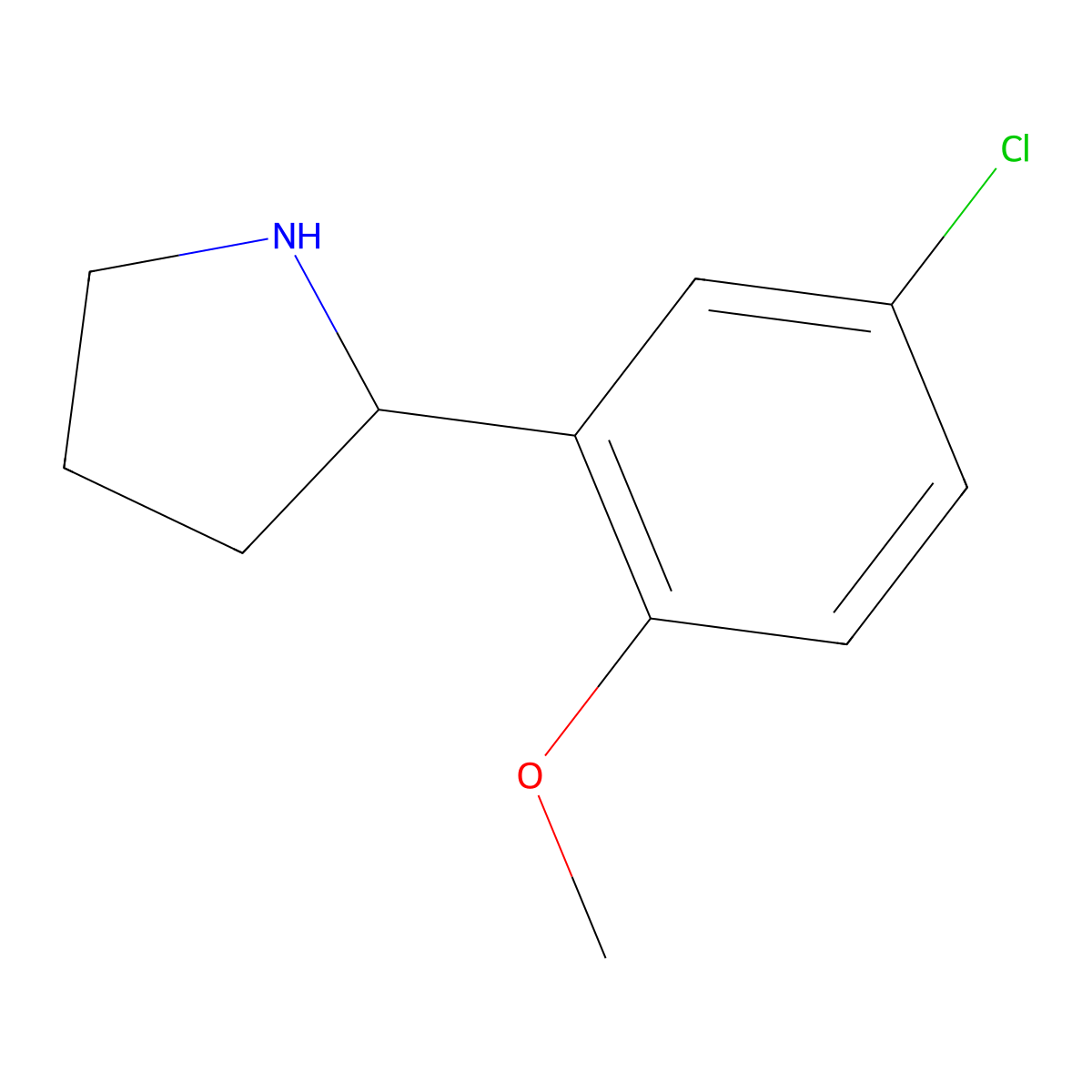 (2R)-2-(5-chloro-2-methoxyphenyl)pyrrolidine molecular structure, CAS 1228557-15-0