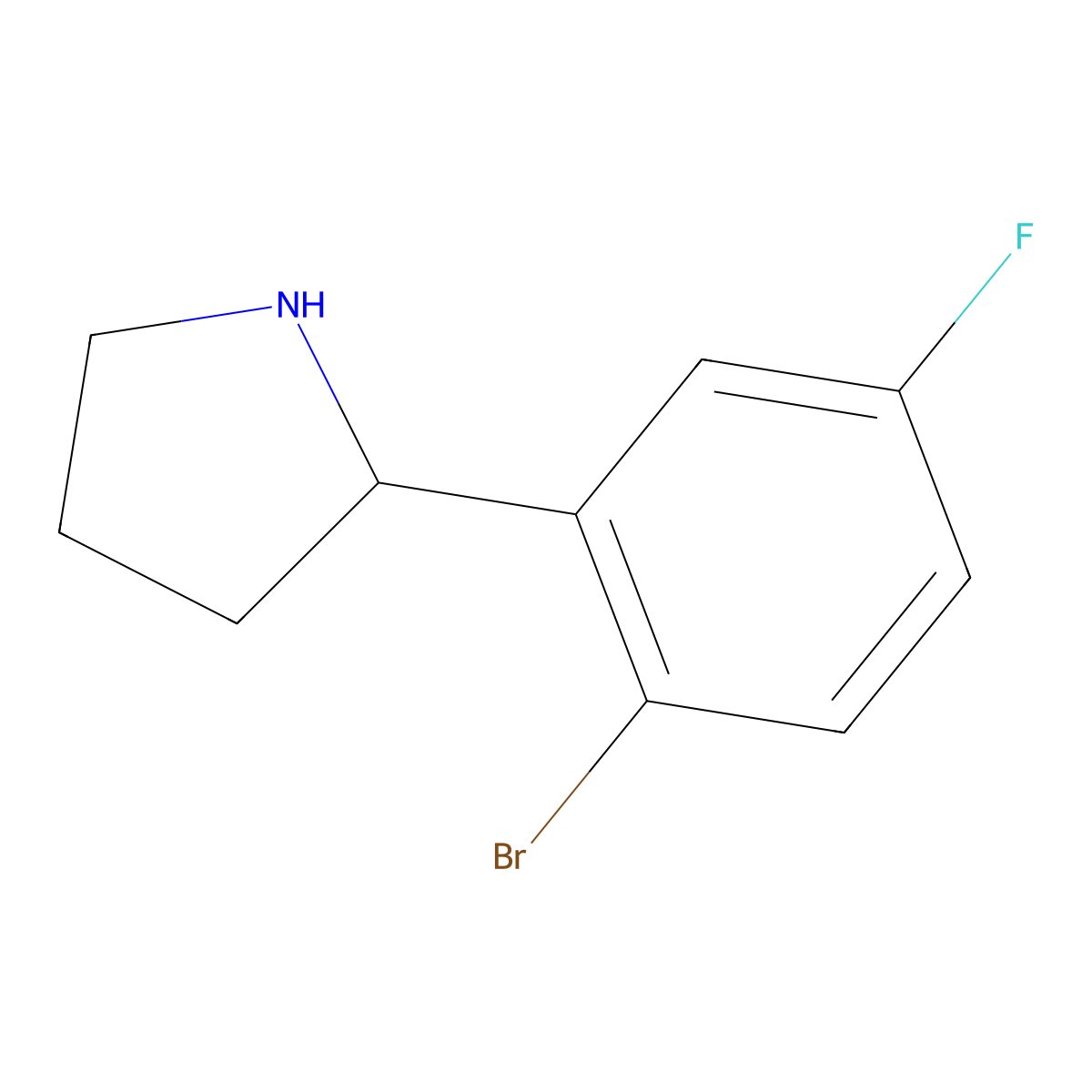 (S)-2-(2-Bromo-5-fluorophenyl)pyrrolidine molecular structure, CAS 1228557-32-1