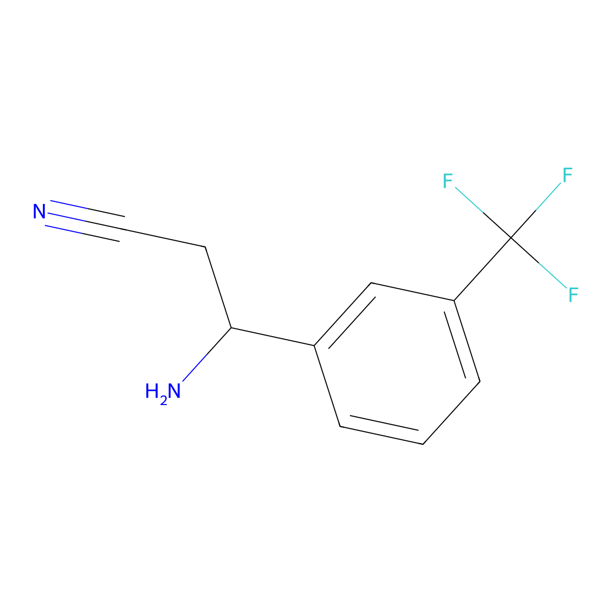 (3R)-3-Amino-3-[3-(trifluoromethyl)phenyl]propanenitrile molecular structure, CAS 1228557-33-2