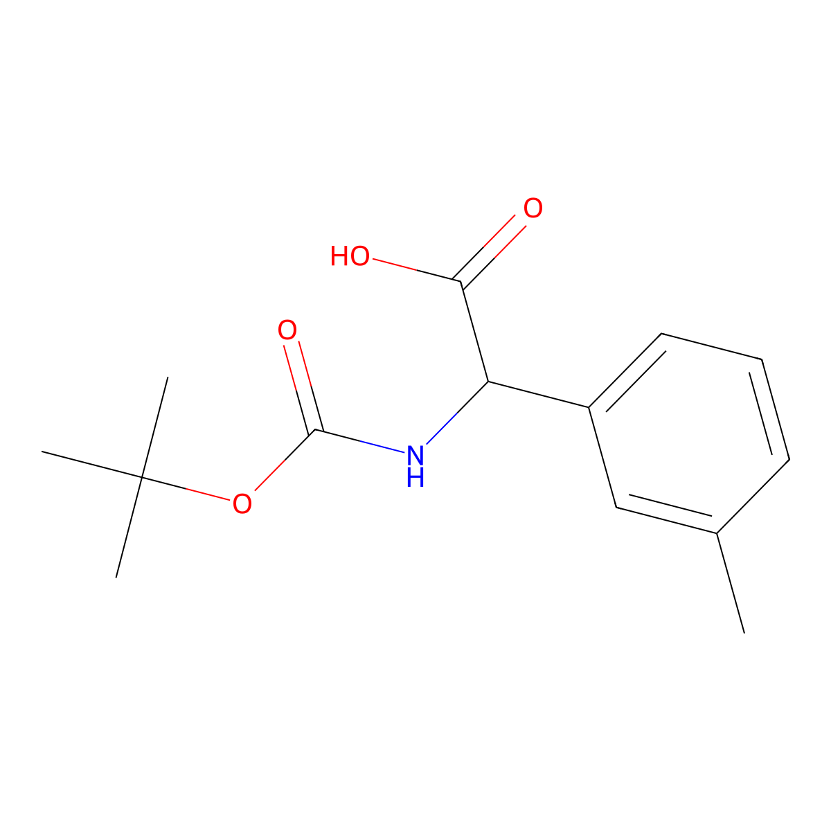 (R)-2-((tert-Butoxycarbonyl)amino)-2-(m-tolyl)acetic acid molecular structure, CAS 1228557-50-3