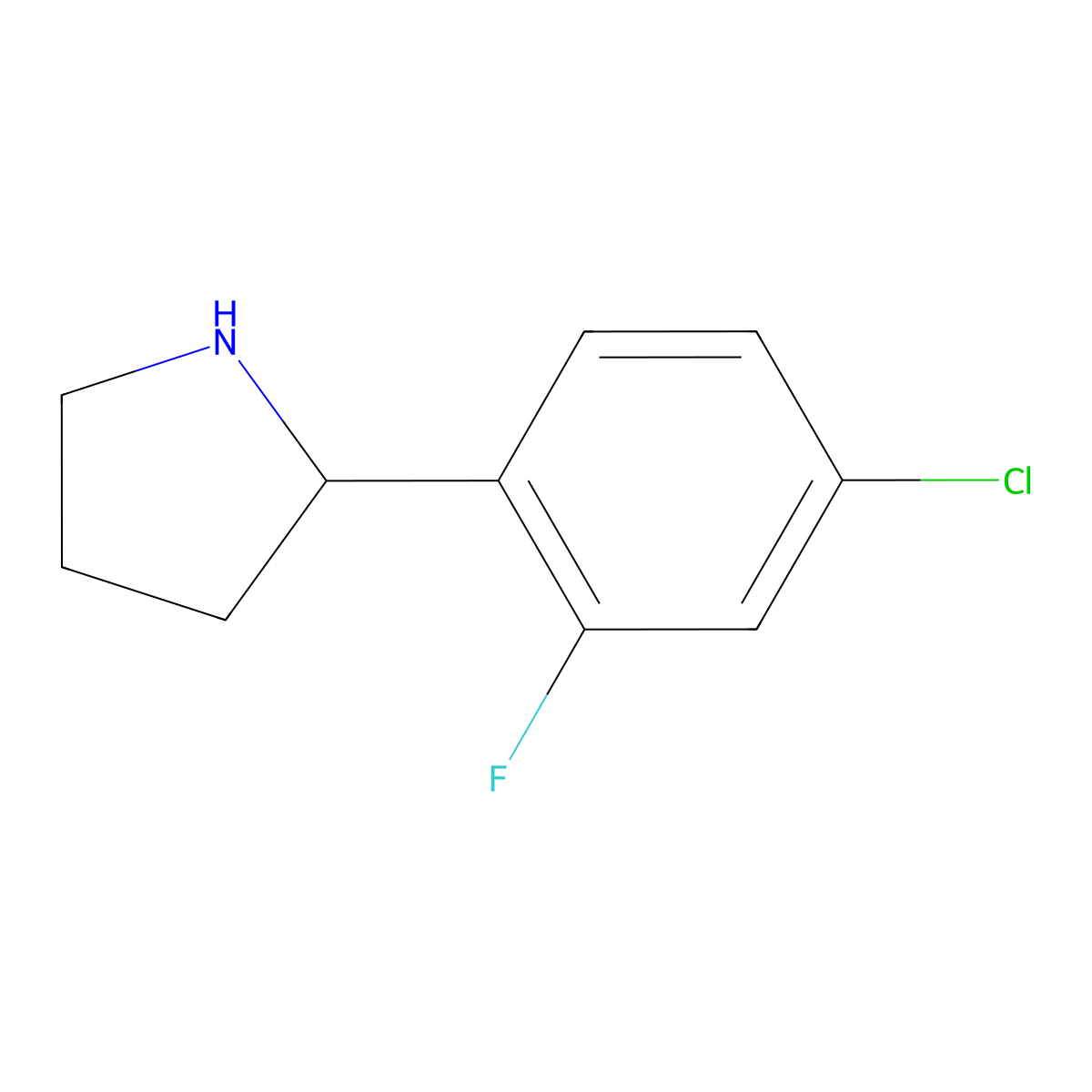 (2S)-2-(4-Chloro-2-fluorophenyl)pyrrolidine molecular structure, CAS 1228558-85-7