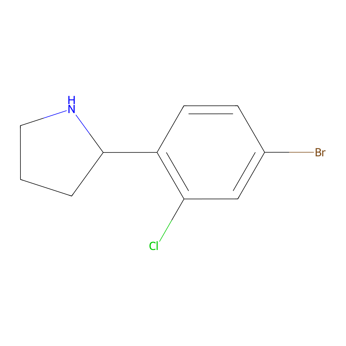 (R)-2-(4-Bromo-2-chlorophenyl)pyrrolidine molecular structure, CAS 1228558-91-5