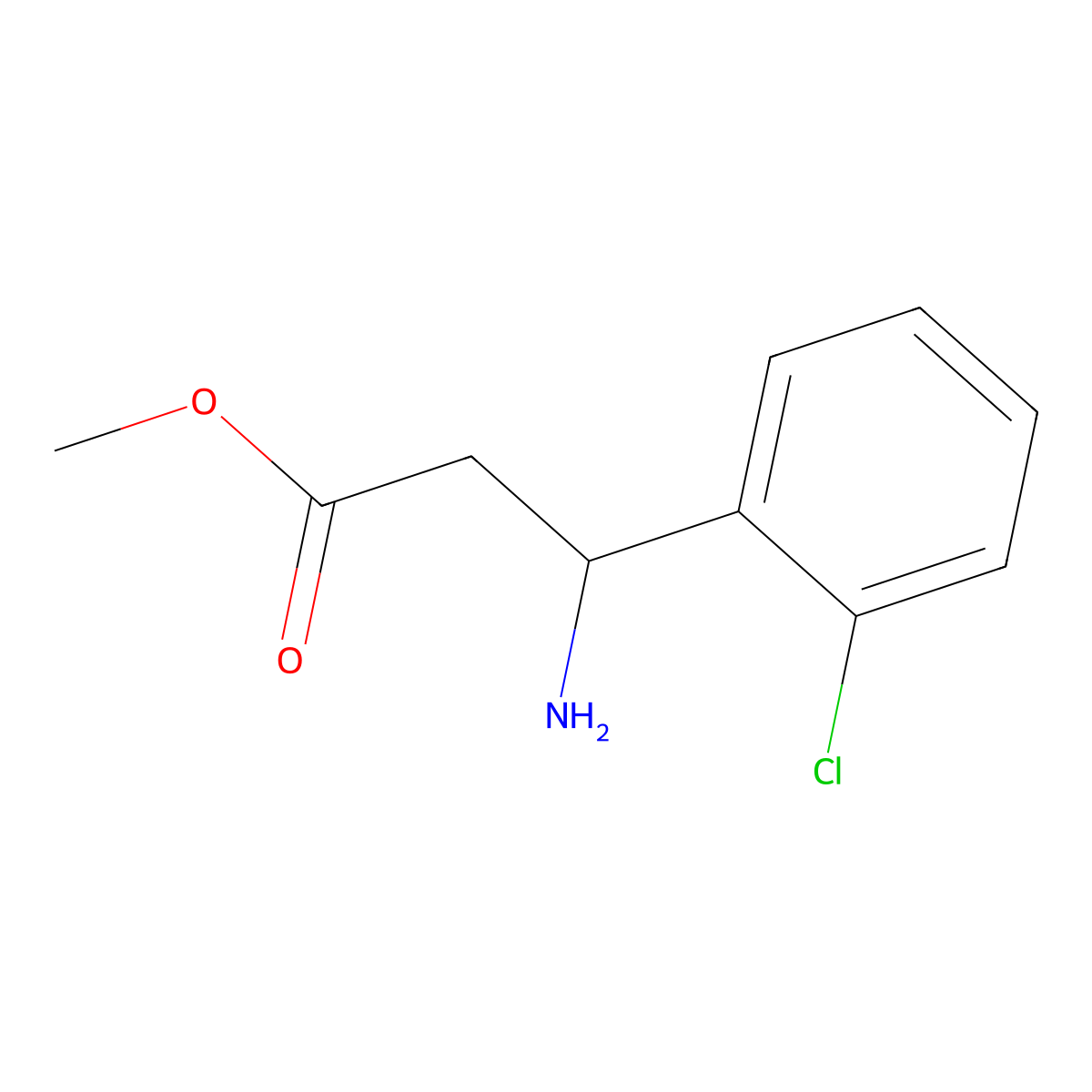 methyl (3S)-3-amino-3-(2-chlorophenyl)propanoate molecular structure, CAS 1228559-30-5
