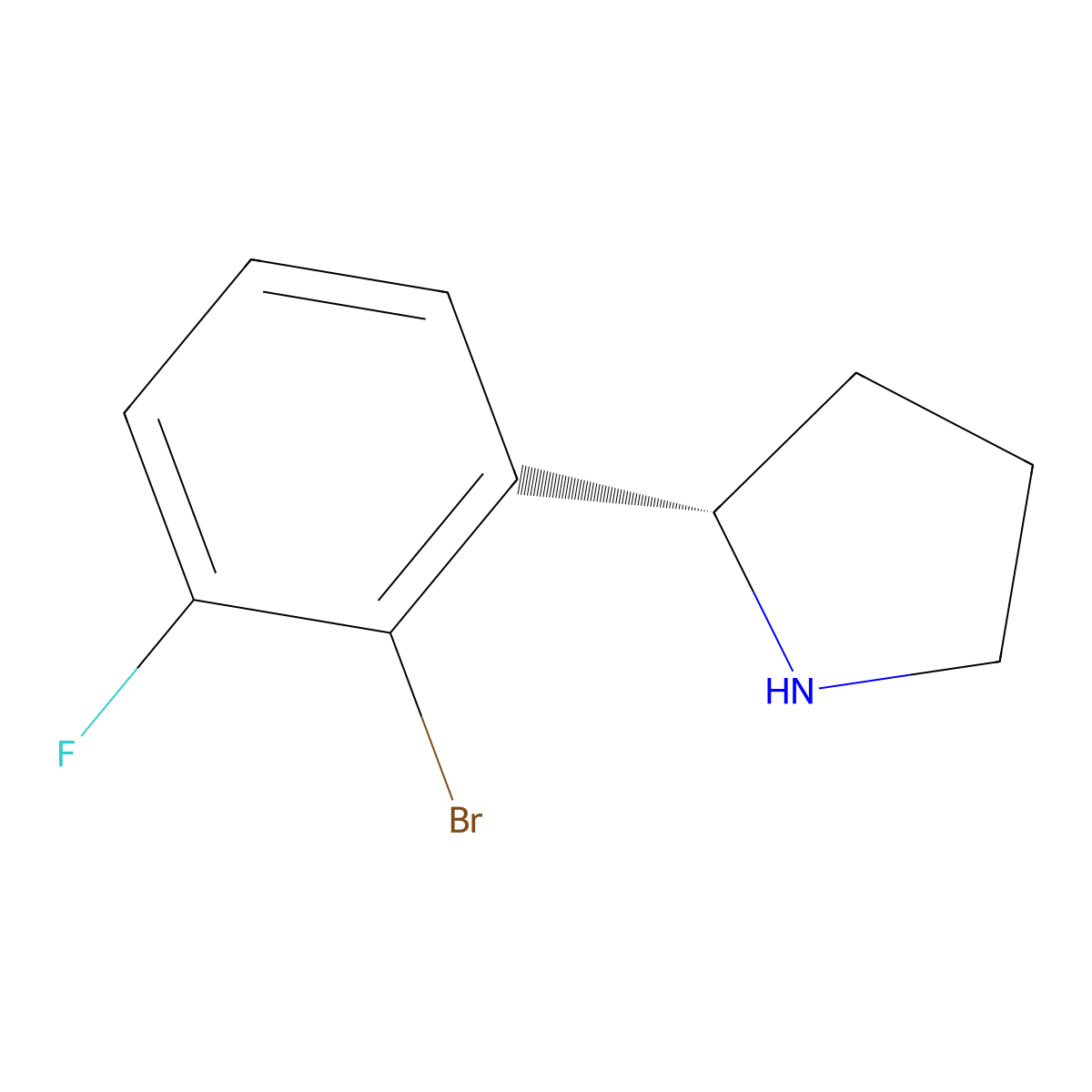 (2S)-2-(2-Bromo-3-fluorophenyl)pyrrolidine molecular structure, CAS 1228559-43-0