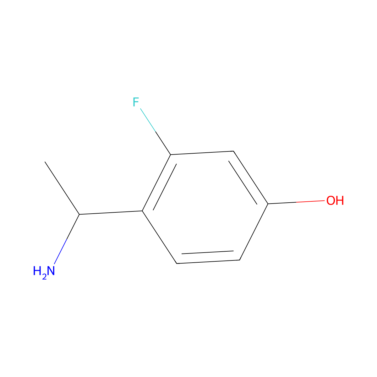 Phenol, 4-[(1R)-1-aminoethyl]-3-fluoro- molecular structure, CAS 1228559-50-9