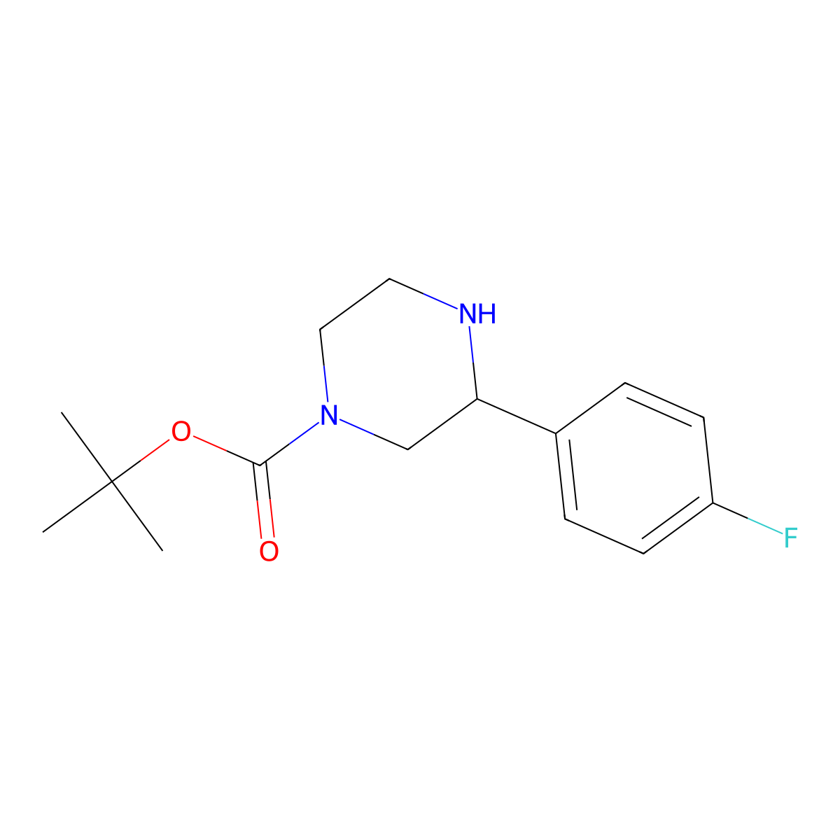 Tert-butyl (R)-3-(4-fluorophenyl)piperazine-1-carboxylate molecular structure, CAS 1228559-51-0