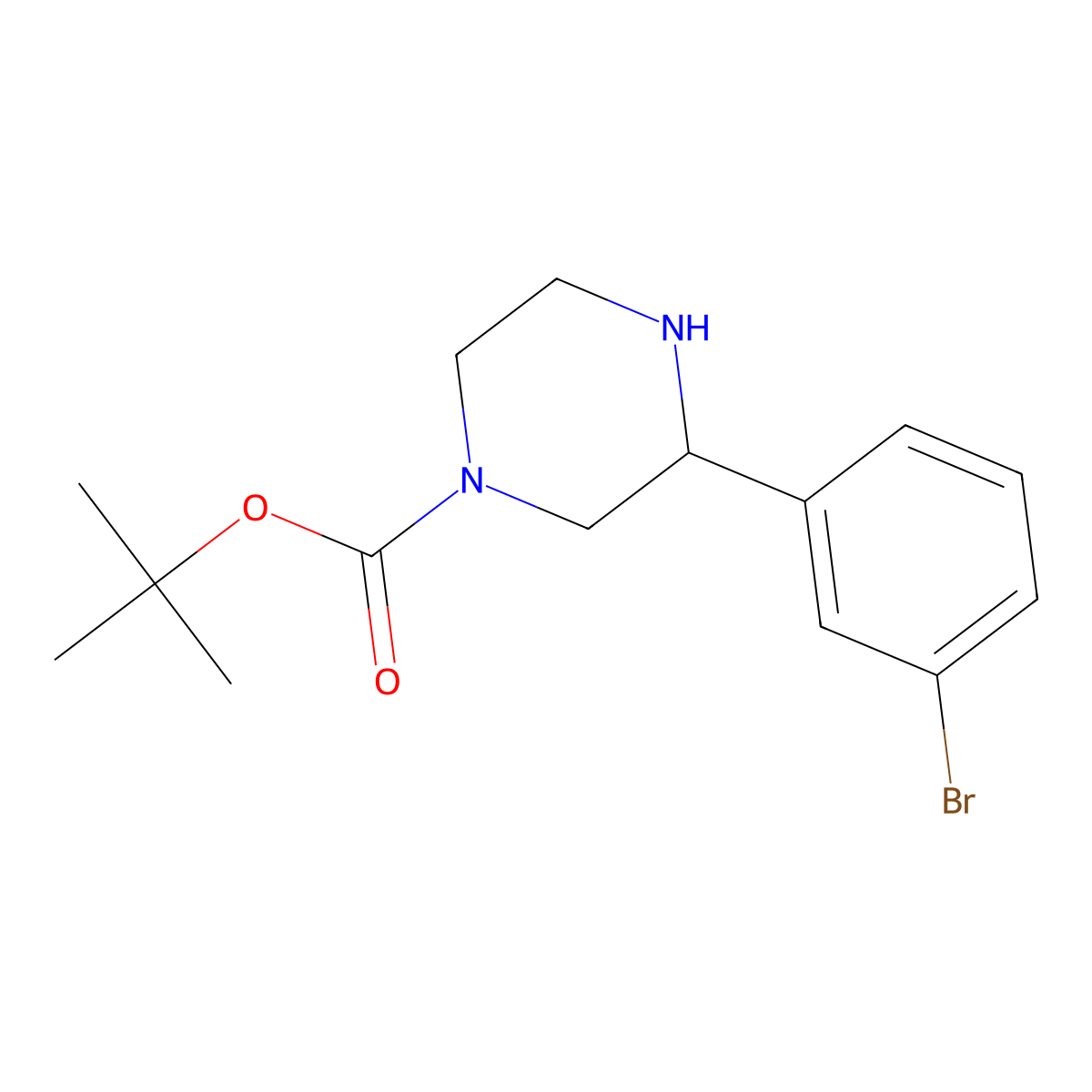 tert-Butyl (S)-3-(3-bromophenyl)piperazine-1-carboxylate molecular structure, CAS 1228559-57-6