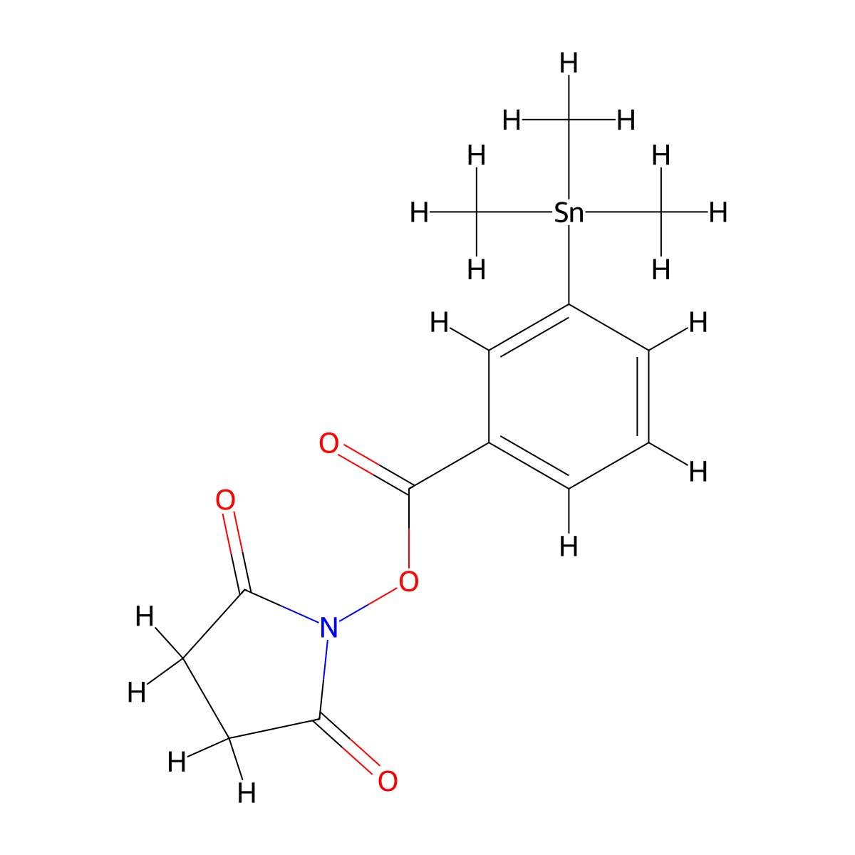 N-Succinimidyl 3-(trimethylstannyl)benzoate molecular structure, CAS 122856-01-3