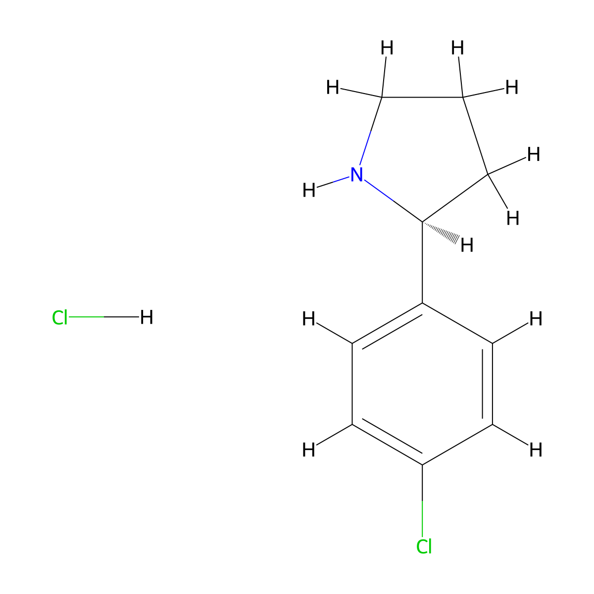 (s)-2-(4-Chlorophenyl)pyrrolidine hydrochloride molecular structure, CAS 1228560-89-1