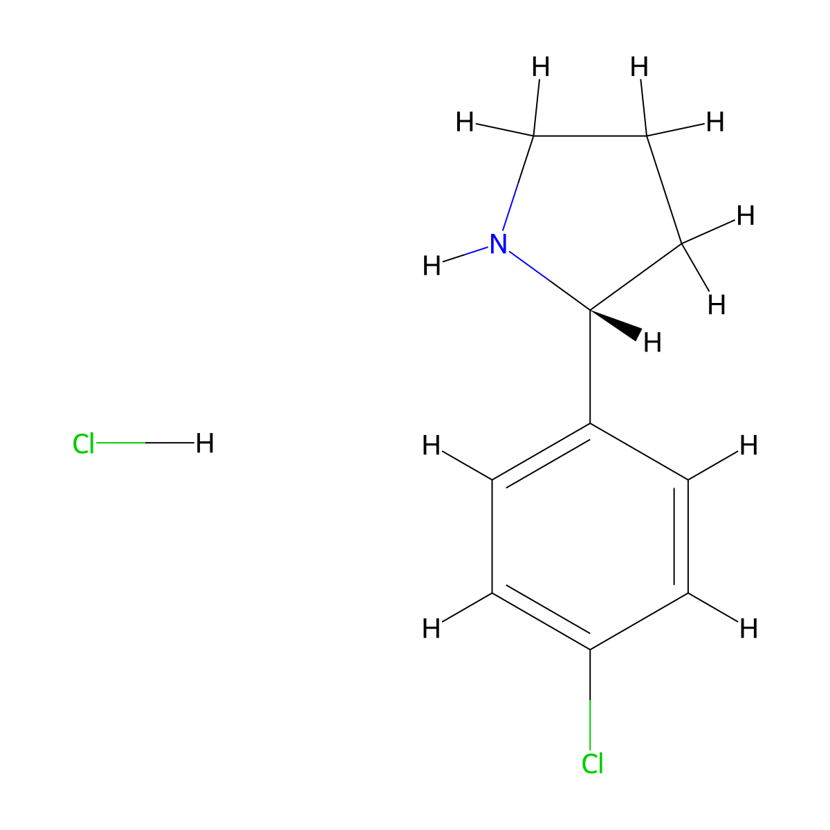 (r)-2-(4-Chlorophenyl)pyrrolidine hydrochloride molecular structure, CAS 1228560-90-4