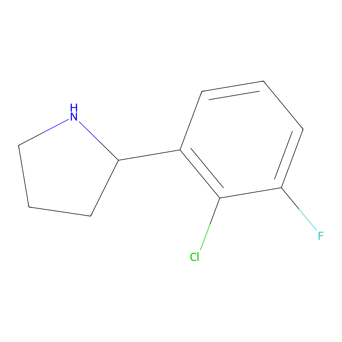 (S)-2-(2-Chloro-3-fluorophenyl)pyrrolidine molecular structure, CAS 1228561-46-3
