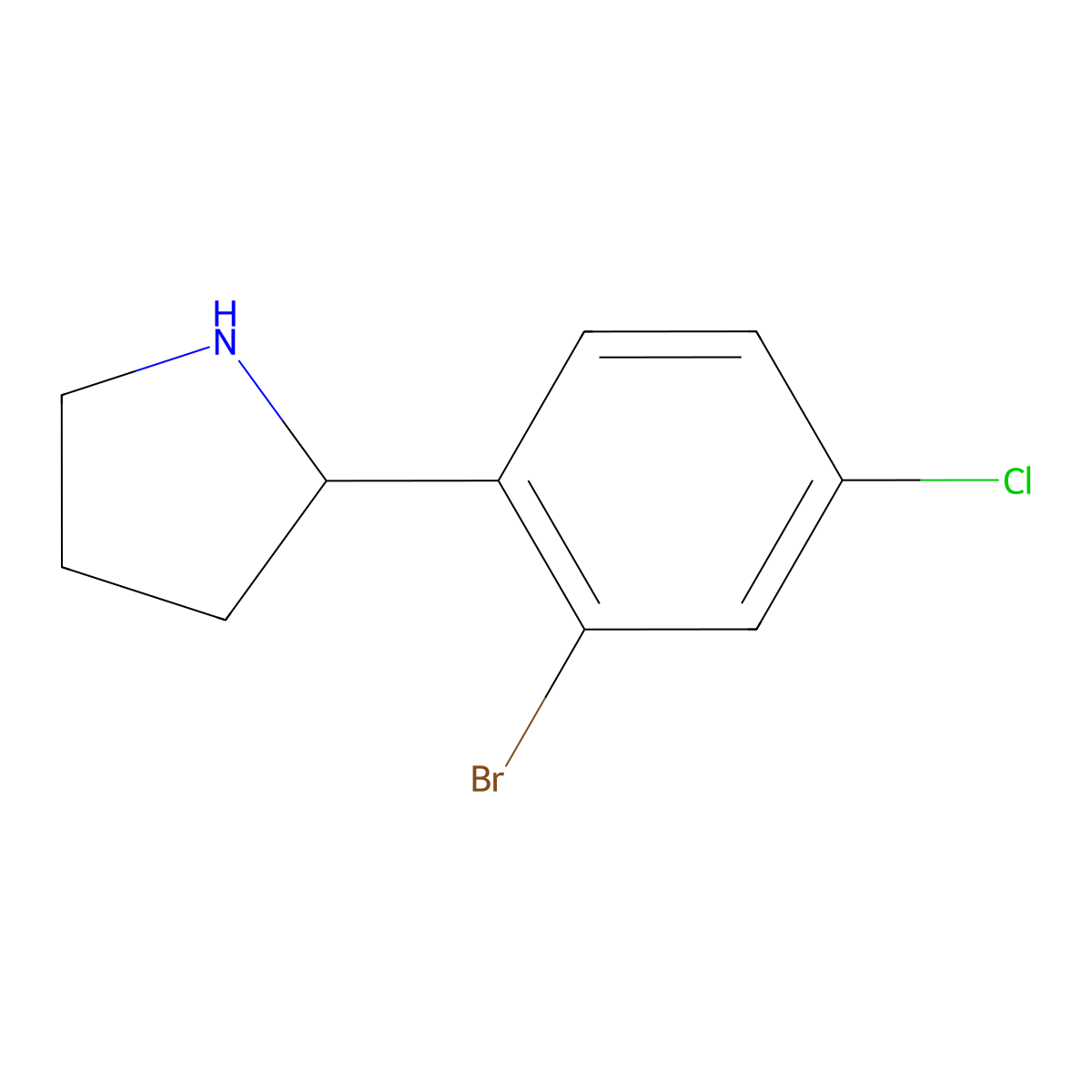 (S)-2-(2-Bromo-4-chlorophenyl)pyrrolidine molecular structure, CAS 1228561-50-9