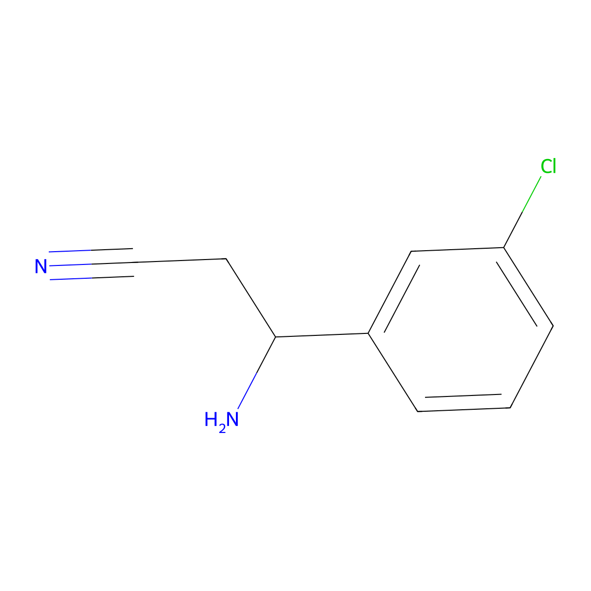 (R)-3-amino-3-(3-chlorophenyl)propanenitrile molecular structure, CAS 1228561-57-6