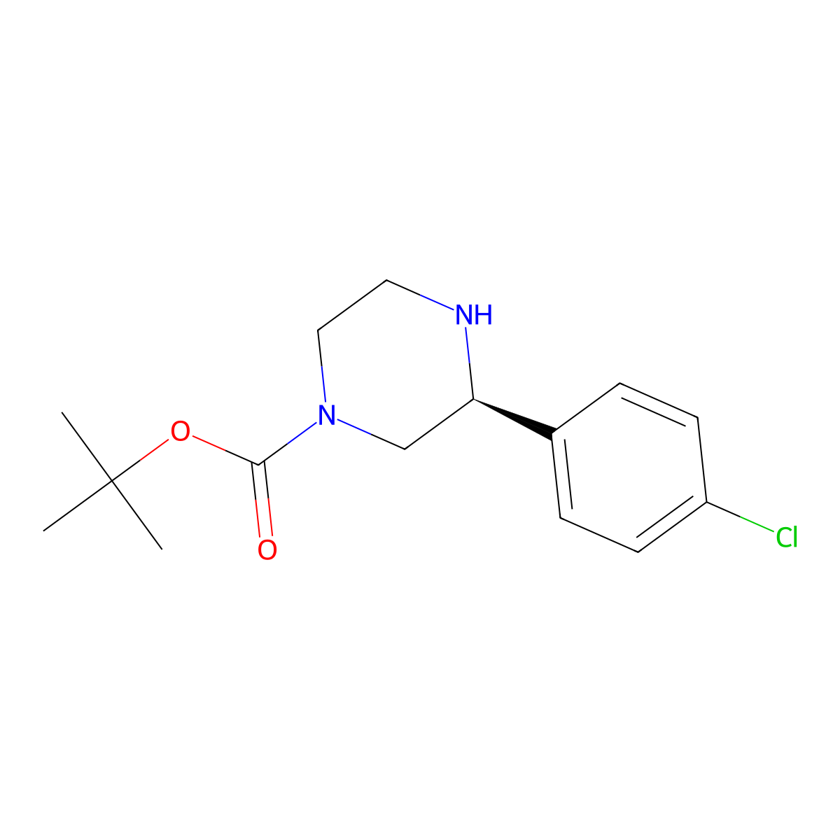 (S)-3-(4-Chloro-phenyl)-piperazine-1-carboxylic acid tert-butyl ester molecular structure, CAS 1228561-86-1