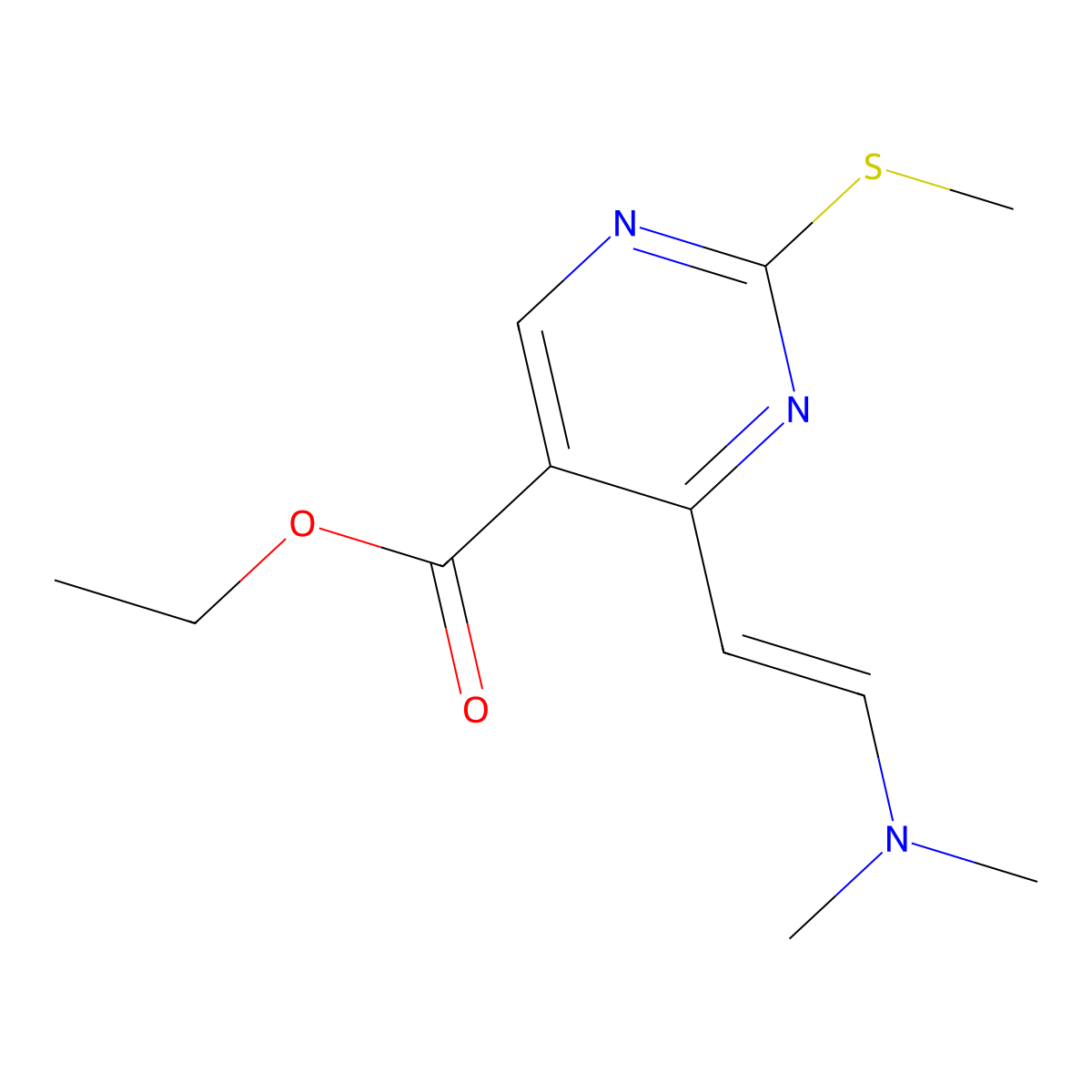 4-(2-Dimethylamino-vinyl)-2-methylsulfanyl-pyrimidine-5-carboxylic acid ethyl ester molecular structure, CAS 1228565-00-1