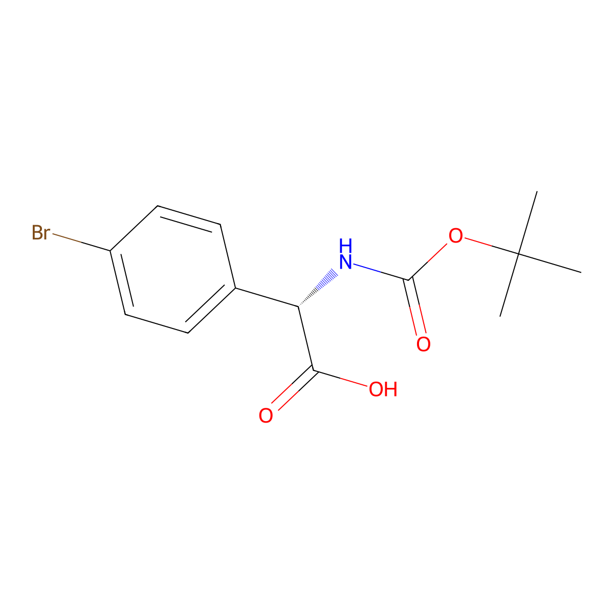(S)-2-(4-bromophenyl)-2-((tert-butoxycarbonyl)amino)acetic acid molecular structure, CAS 1228565-84-1