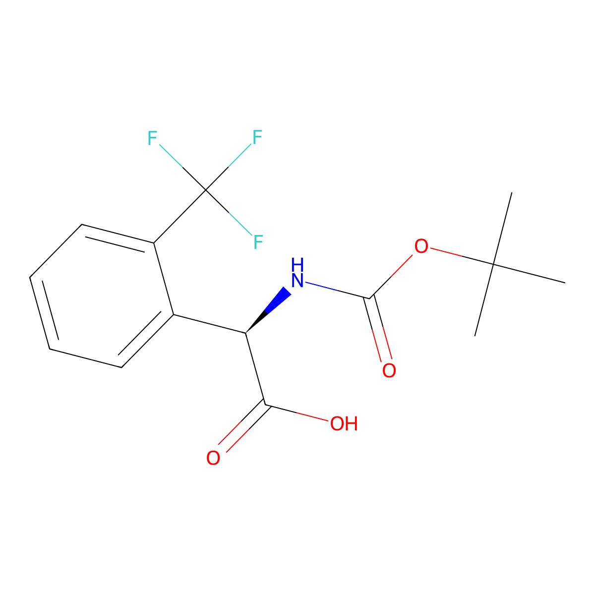 (R)-2-((tert-Butoxycarbonyl)amino)-2-(2-(trifluoromethyl)phenyl)acetic acid molecular structure, CAS 1228566-17-3