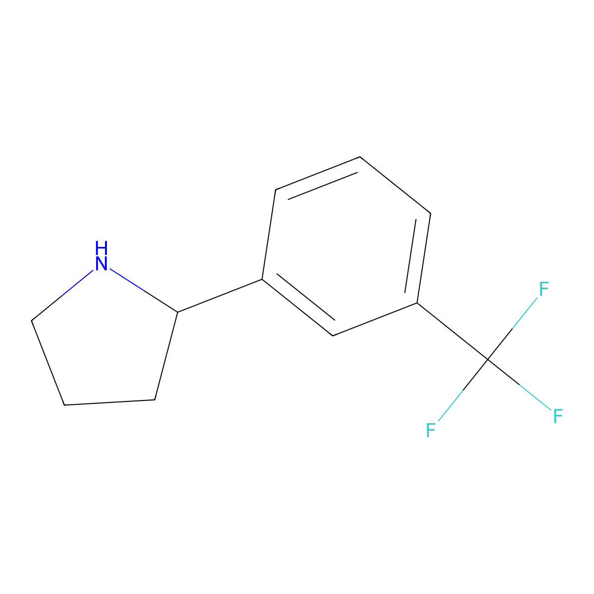 (2R)-2-[3-(trifluoromethyl)phenyl]pyrrolidine molecular structure, CAS 1228566-45-7