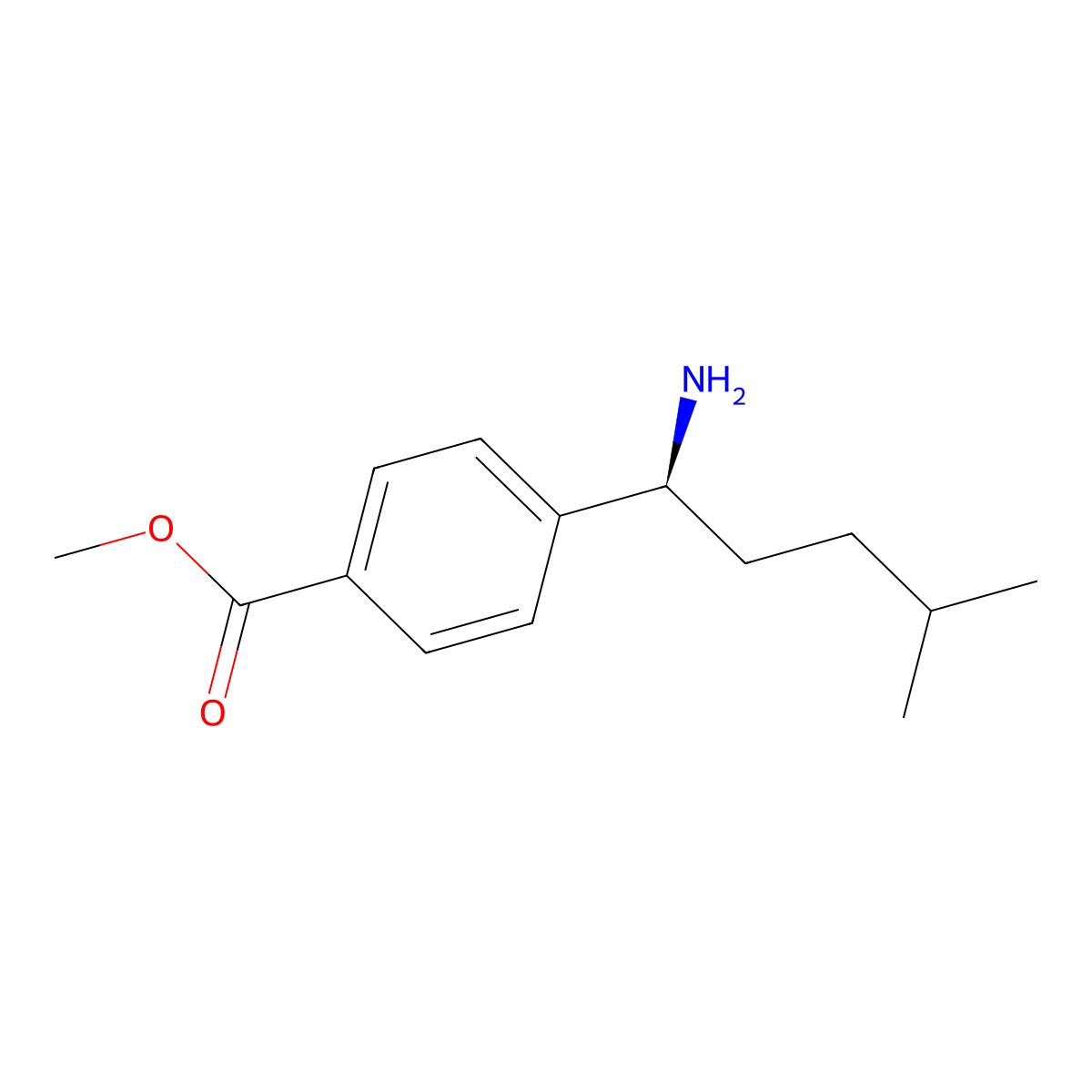 Methyl 4-[(1S)-1-amino-4-methylpentyl]benzoate molecular structure, CAS 1228568-72-6