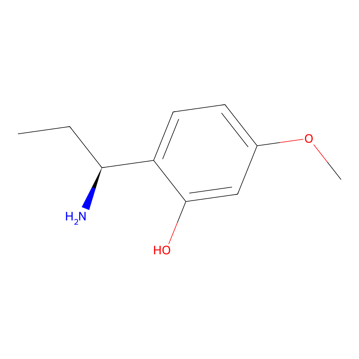 (S)-2-(1-Aminopropyl)-5-methoxyphenol molecular structure, CAS 1228569-22-9