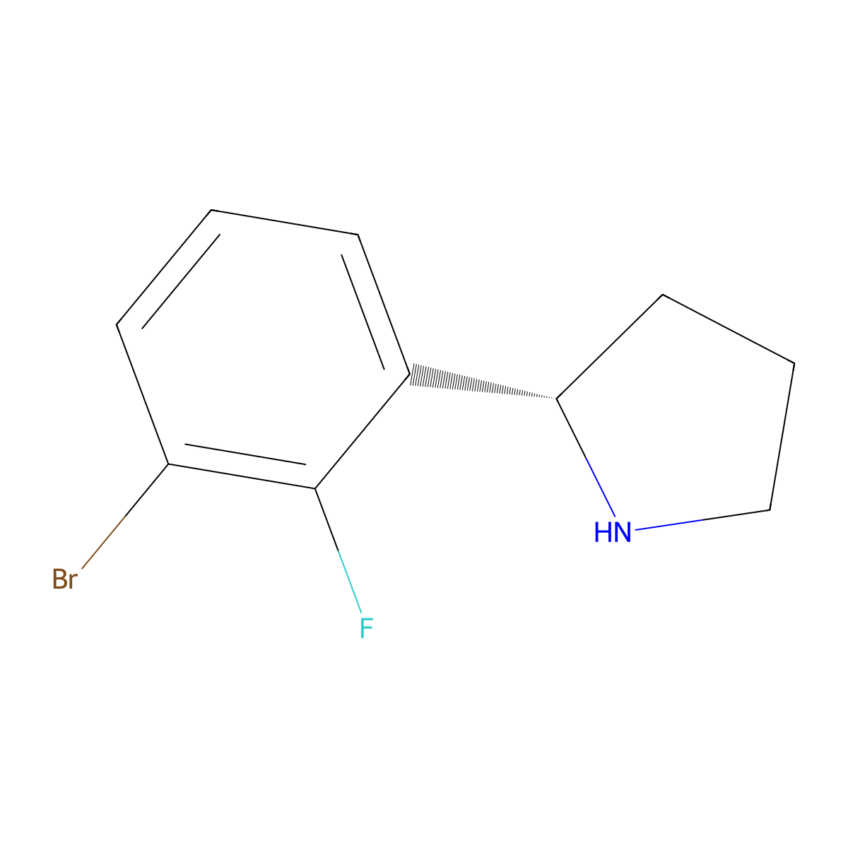 (S)-2-(3-Bromo-2-fluorophenyl)pyrrolidine molecular structure, CAS 1228569-31-0