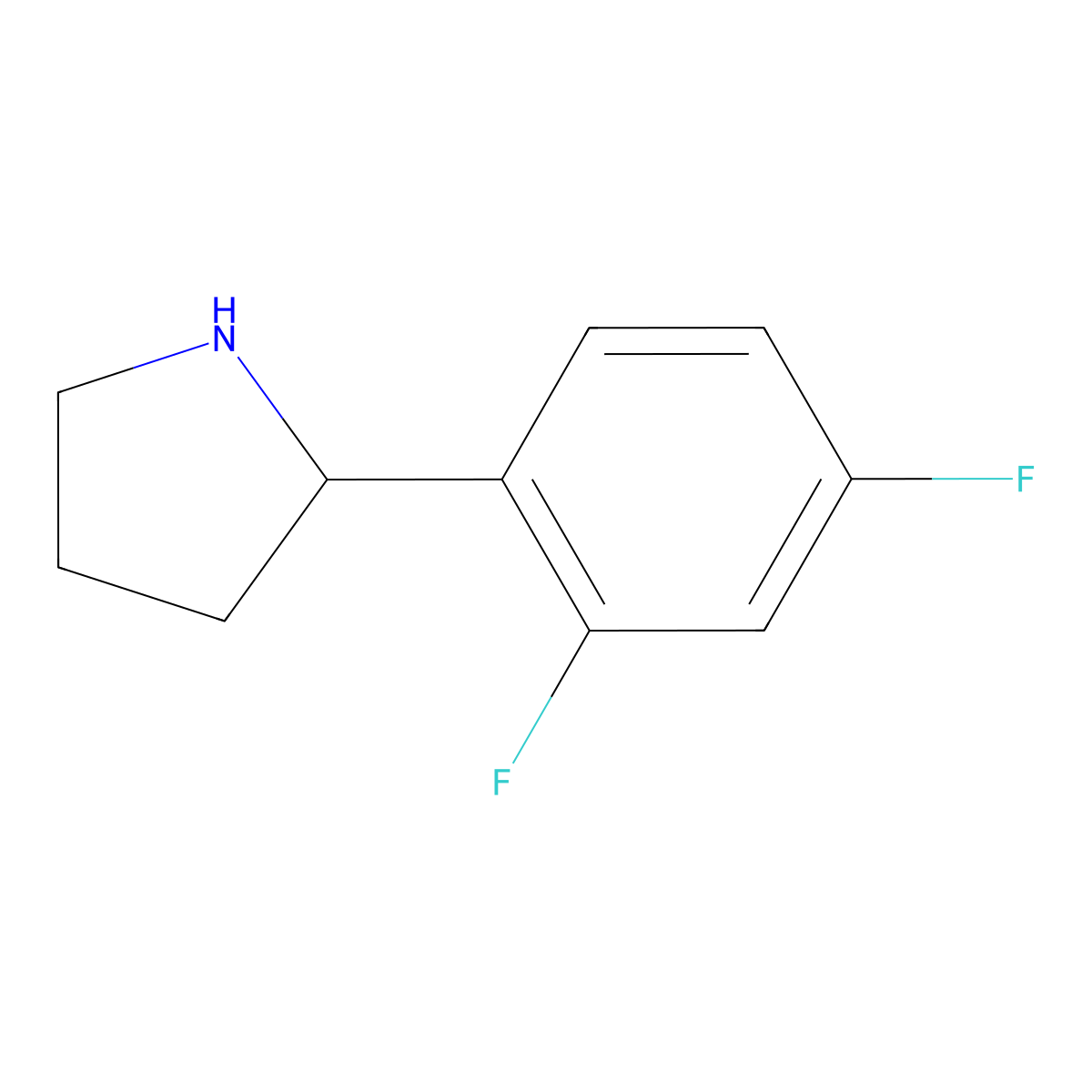 (2R)-2-(2,4-difluorophenyl)pyrrolidine molecular structure, CAS 1228569-91-2
