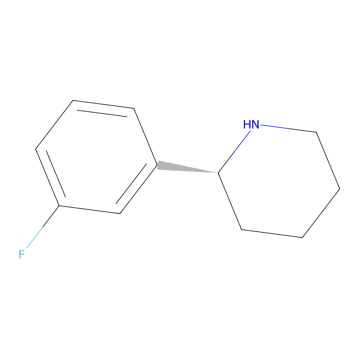 (R)-2-(3-Fluorophenyl)piperidine molecular structure, CAS 1228570-05-5