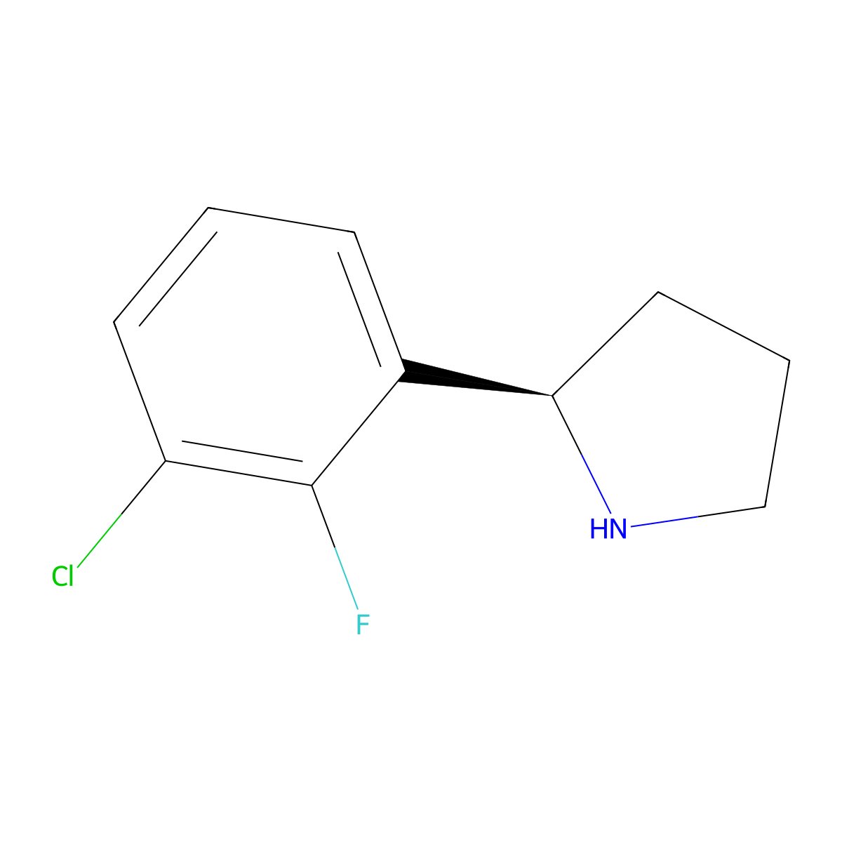 (R)-2-(3-Chloro-2-fluorophenyl)pyrrolidine molecular structure, CAS 1228570-06-6