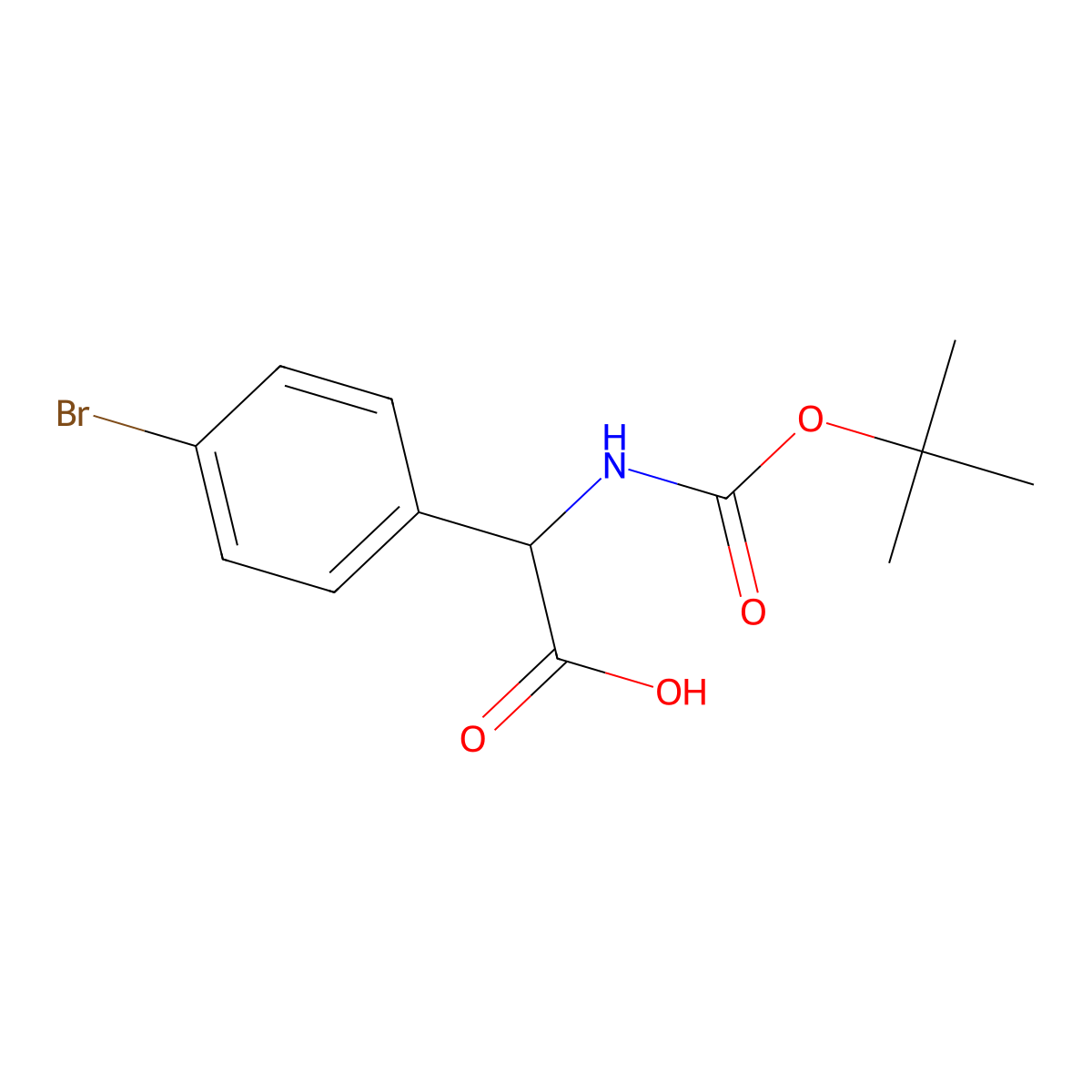 (2R)-2-[(Tert-butoxy)carbonylamino]-2-(4-bromophenyl)acetic acid molecular structure, CAS 1228570-47-5