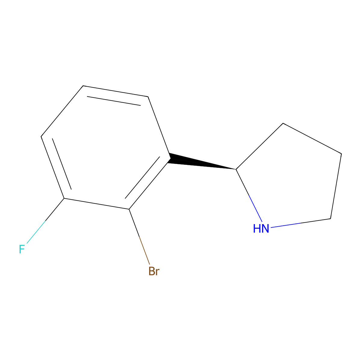 (R)-2-(2-Bromo-3-fluorophenyl)pyrrolidine molecular structure, CAS 1228570-75-9