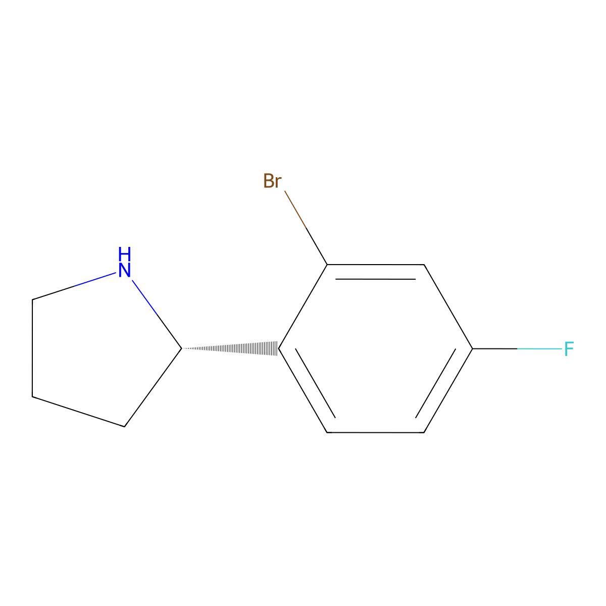 (S)-2-(2-Bromo-4-fluorophenyl)pyrrolidine molecular structure, CAS 1228570-81-7