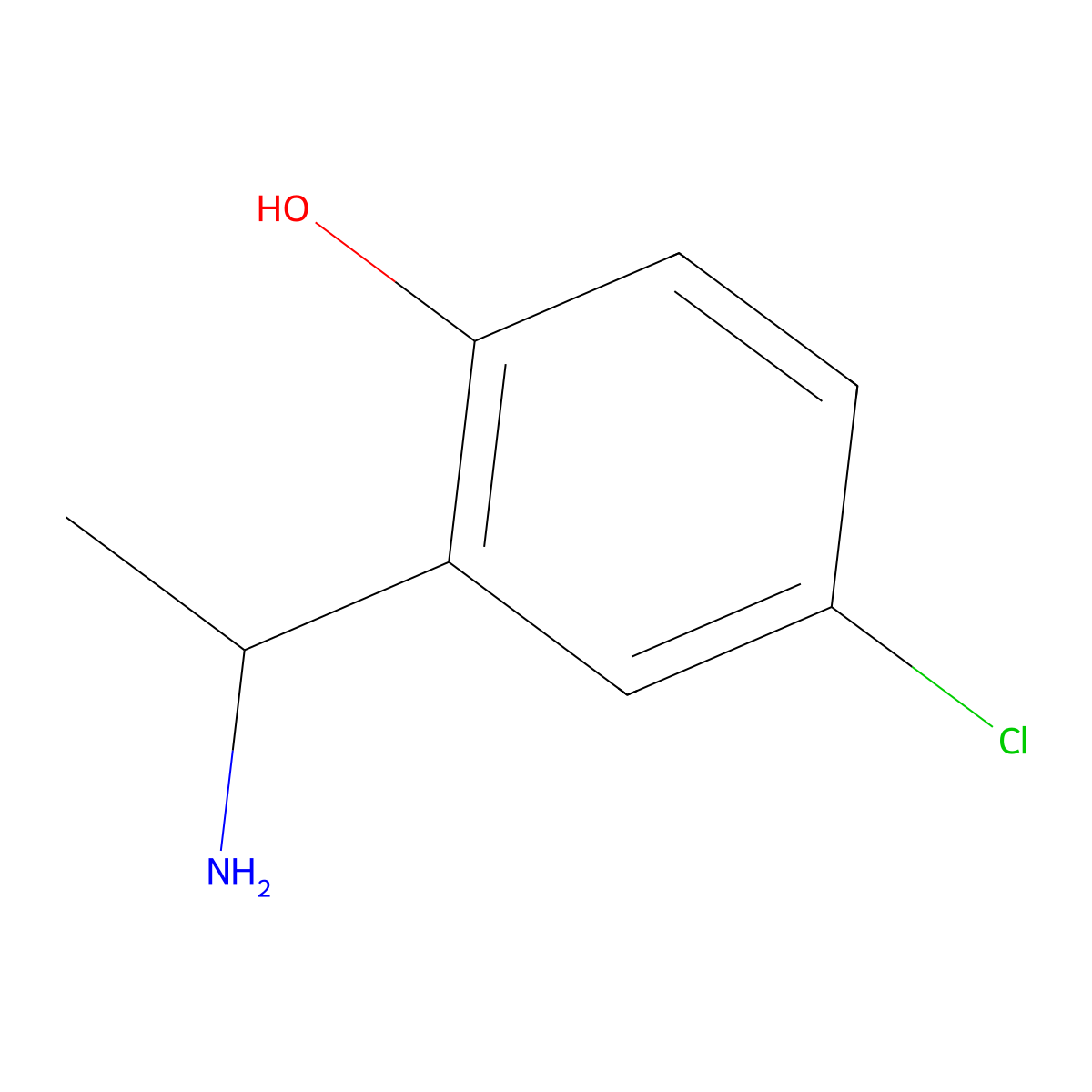 2-((1R)-1-Aminoethyl)-4-chlorophenol molecular structure, CAS 1228571-53-6