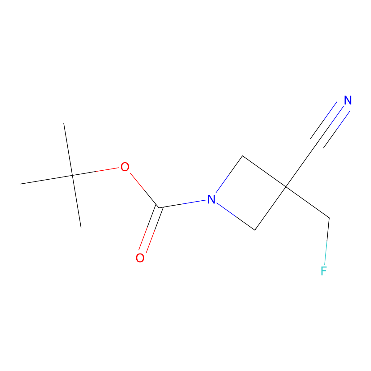 Tert-butyl 3-cyano-3-(fluoromethyl)azetidine-1-carboxylate molecular structure, CAS 1228581-11-0